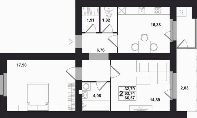 2-кімнатна 66.57 м² в ЖК Західна вежа від 15 000 грн/м², Львів