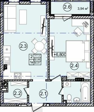 1-кімнатна 55.05 м² в ЖК На Кондукторській від 38 100 грн/м², Львів