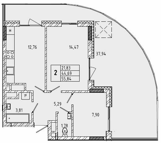 2-кімнатна 55.84 м² в ЖК вул. Миколайчука, 38 від 21 000 грн/м², Львів