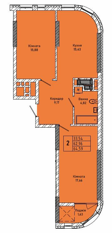 2-комнатная 64.59 м² в ЖК на ул. Миколайчука, 38 от 21 000 грн/м², Львов