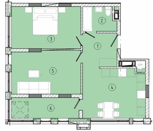 2-кімнатна 59.43 м² в ЖК Стрийська 45. Друга лінія від 31 050 грн/м², Львів