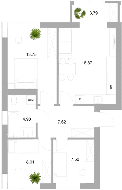 3-комнатная 63.4 м² в ЖК Вилла Венеция от 24 300 грн/м², г. Винники
