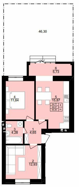 2-кімнатна 55.3 м² в ЖК Вілла Венеція від 24 300 грн/м², м. Винники