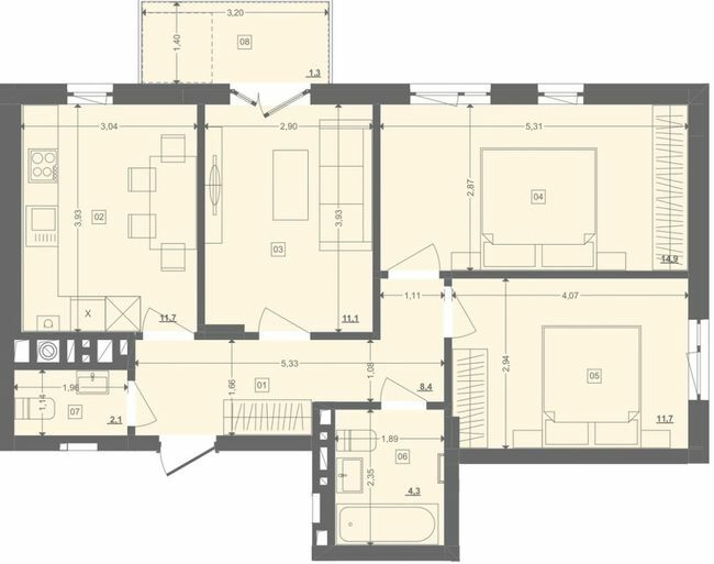 3-комнатная 65.41 м² в ЖК Этно Дом от 17 900 грн/м², с. Горишний