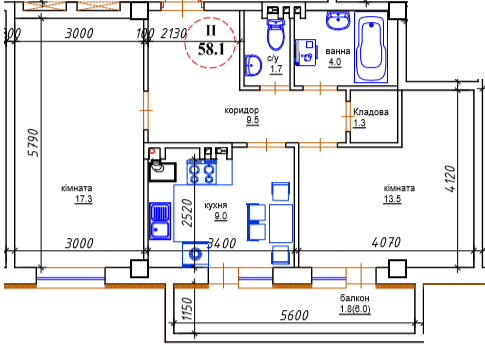 2-комнатная 58.1 м² в ЖК ЯневБуд от 13 300 грн/м², пгт Ивано-Франково