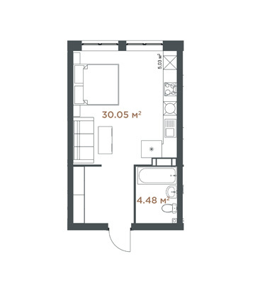 1-комнатная 34.53 м² в ЖК Central Hills от 70 483 грн/м², Киев