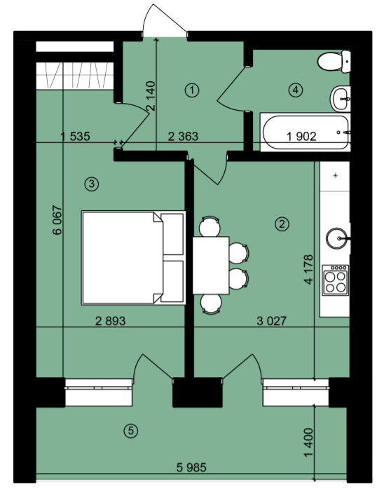 1-кімнатна 40.61 м² в ЖК Urban City від 20 000 грн/м², Харків