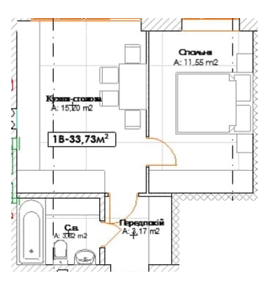 1-комнатная 33.73 м² в КД Поэма от 32 800 грн/м², г. Ирпень