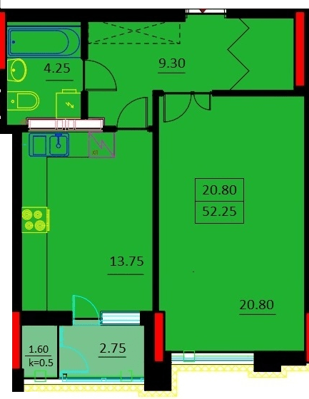 1-кімнатна 52.25 м² в ЖК Шевченко від 21 000 грн/м², м. Біла Церква