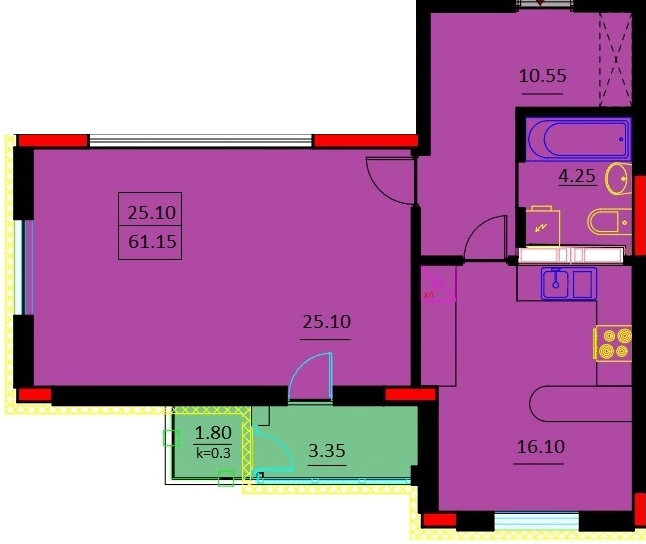 1-кімнатна 61.15 м² в ЖК Шевченко від 21 000 грн/м², м. Біла Церква