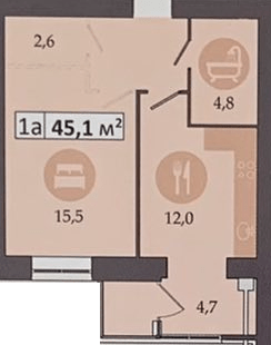 1-кімнатна 45.1 м² в ЖК Дніпровська Брама 2 від 19 100 грн/м², смт Слобожанське