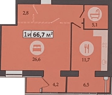 2-комнатная 66.7 м² в ЖК Днепровская Брама 2 от 19 100 грн/м², пгт Слобожанское