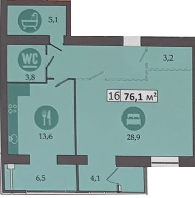 2-кімнатна 76.1 м² в ЖК Дніпровська Брама 2 від 19 100 грн/м², смт Слобожанське