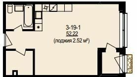 Свободная планировка 52.22 м² в ЖК DeLight Hall от 40 200 грн/м², Днепр
