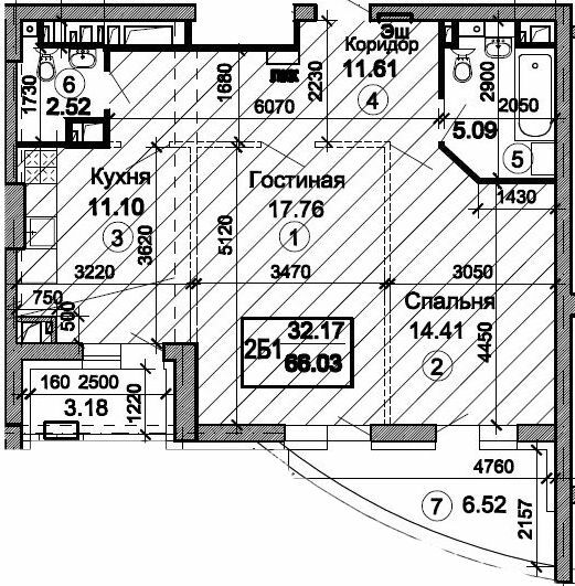 2-кімнатна 73.67 м² в ЖК Тріумф від 23 000 грн/м², Дніпро