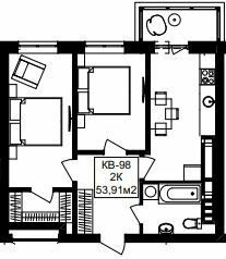 2-кімнатна 53.91 м² в ЖК Янтарний від 26 250 грн/м², Дніпро