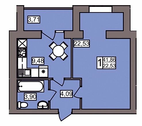 1-кімнатна 41.86 м² в ЖК Північний від 11 450 грн/м², Хмельницький