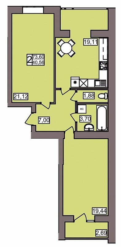 2-кімнатна 73.6 м² в ЖК Північний від 11 450 грн/м², Хмельницький