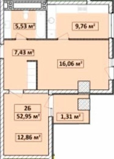 2-кімнатна 52.95 м² в ЖК Capital Tower від 27 000 грн/м², Чернігів