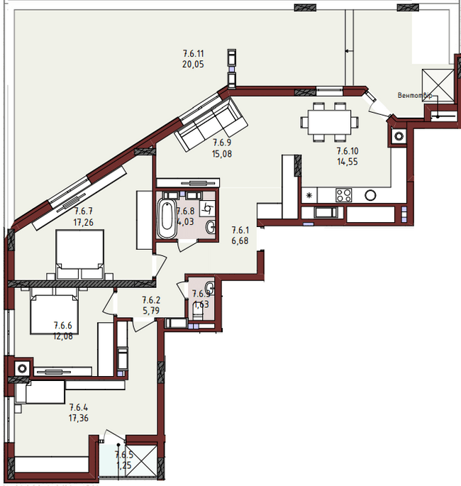 3-комнатная 95.7 м² в ЖК New от 26 000 грн/м², Львов