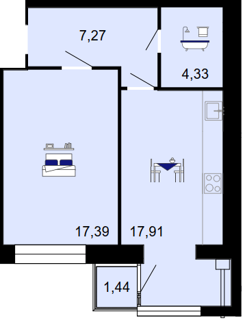 1-комнатная 48.34 м² в ЖК Семейный комфорт от 18 000 грн/м², Винница