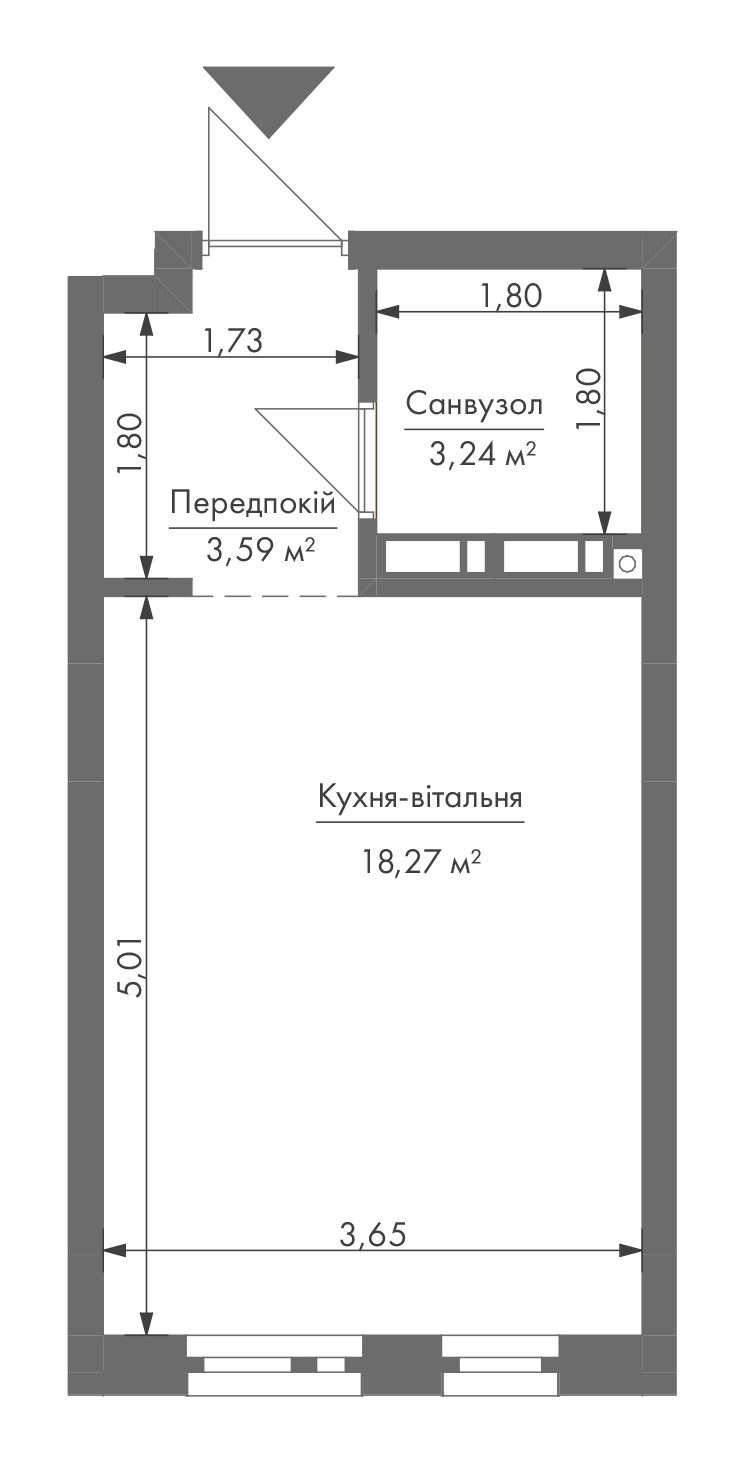 1-кімнатна 26.8 м² в ЖК Gravity Park від 34 371 грн/м², Київ