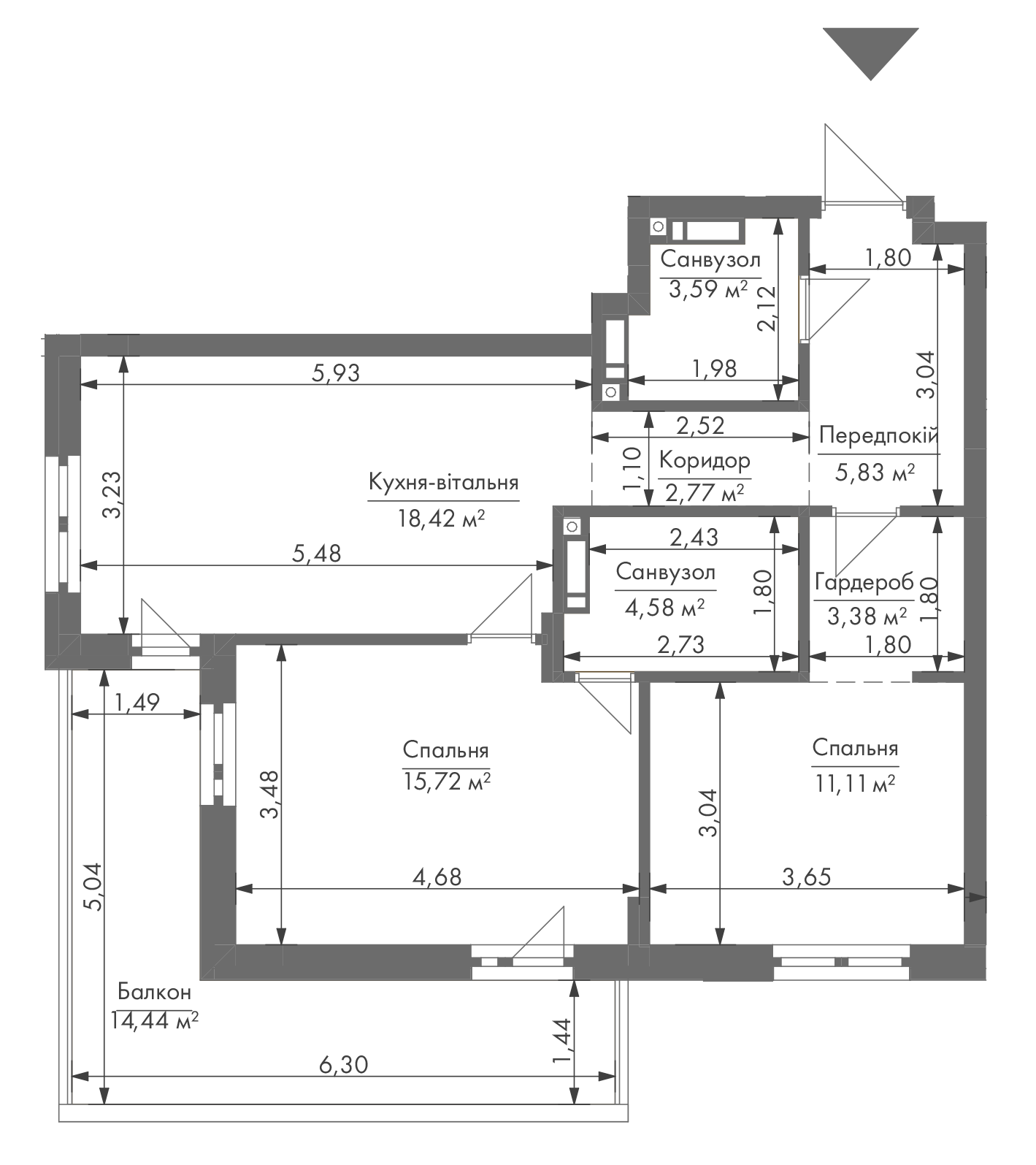 2-комнатная 71.5 м² в ЖК Gravity Park от 33 934 грн/м², Киев