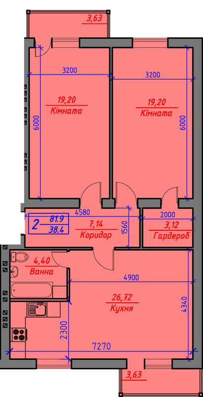 2-комнатная 81.9 м² в ЖК Скандинавский от 15 500 грн/м², Луцк