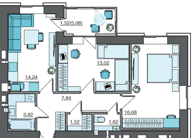 2-комнатная 60.26 м² в ЖК Супернова от 20 000 грн/м², Луцк