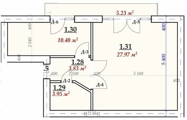 1-кімнатна 49.3 м² в ЖК Сучасний від 21 100 грн/м², м. Мукачеве