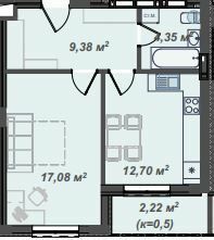 1-кімнатна 45.73 м² в ЖК Crystal від 23 150 грн/м², Ужгород