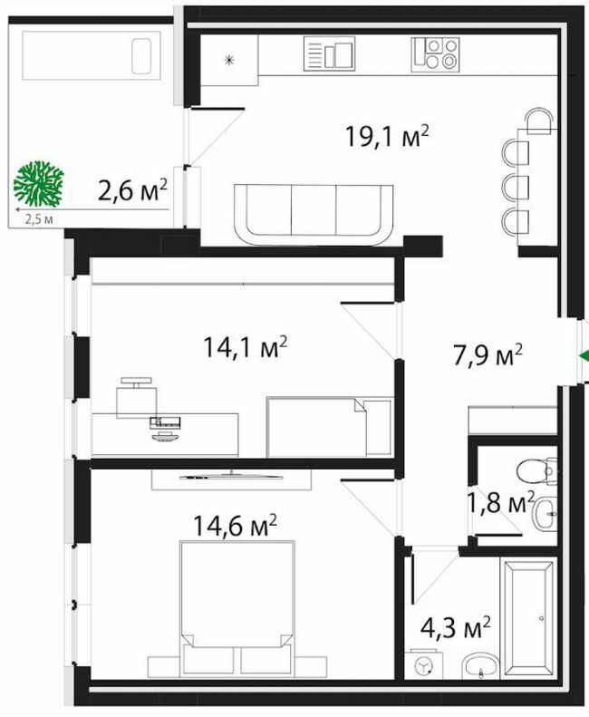 2-комнатная 65 м² в ЖК Grand Hills от 29 200 грн/м², Ужгород