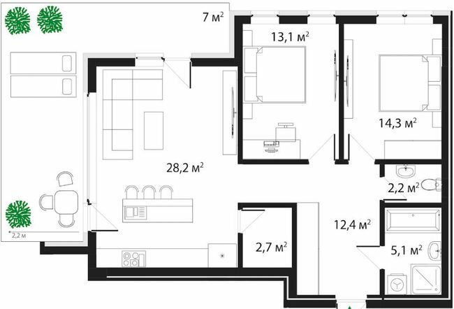 2-кімнатна 85 м² в ЖК Grand Hills від 29 200 грн/м², Ужгород