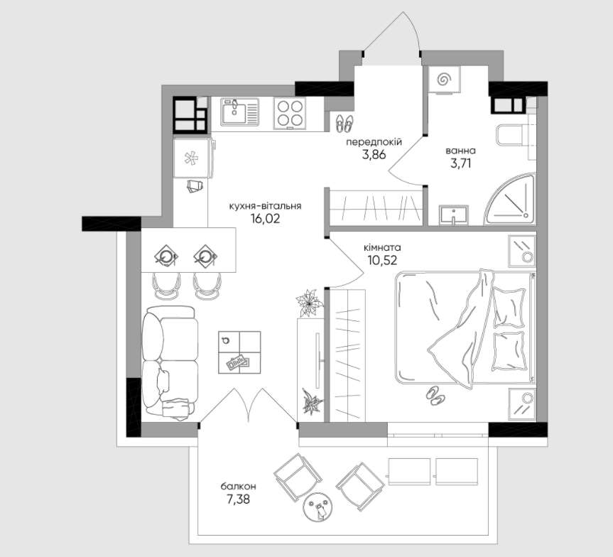 1-комнатная 37.1 м² в КД OLEGIVSKIY от 63 867 грн/м², Киев