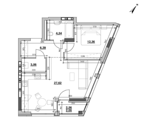 1-кімнатна 56.02 м² в ЖК Шенген від 25 692 грн/м², Львів