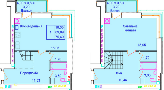 Двухуровневая 75.49 м² в ЖК Европейский от 25 000 грн/м², Полтава