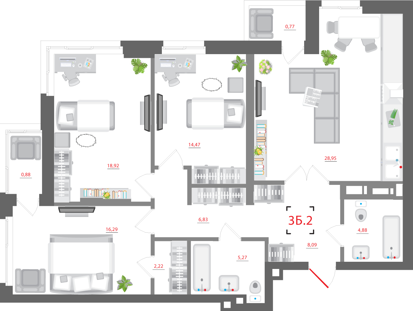 3-комнатная 107.57 м² в ЖК CITY HUB от 50 407 грн/м², Киев