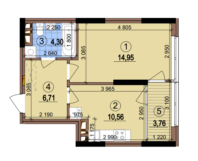 1-кімнатна 40.28 м² в ЖК Варшавський-2 від 36 400 грн/м², Київ