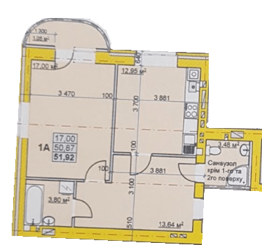 1-кімнатна 51.92 м² в ЖК на вул. Успенсько-Троїцька, 72/8 від 11 750 грн/м², м. Конотоп