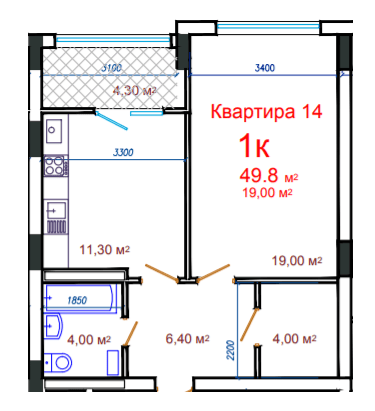 1-кімнатна 49.8 м² в ЖК Потьомкінський від 25 550 грн/м², Херсон