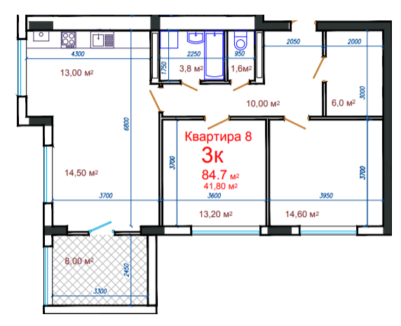 3-кімнатна 84.7 м² в ЖК Потьомкінський від 24 500 грн/м², Херсон