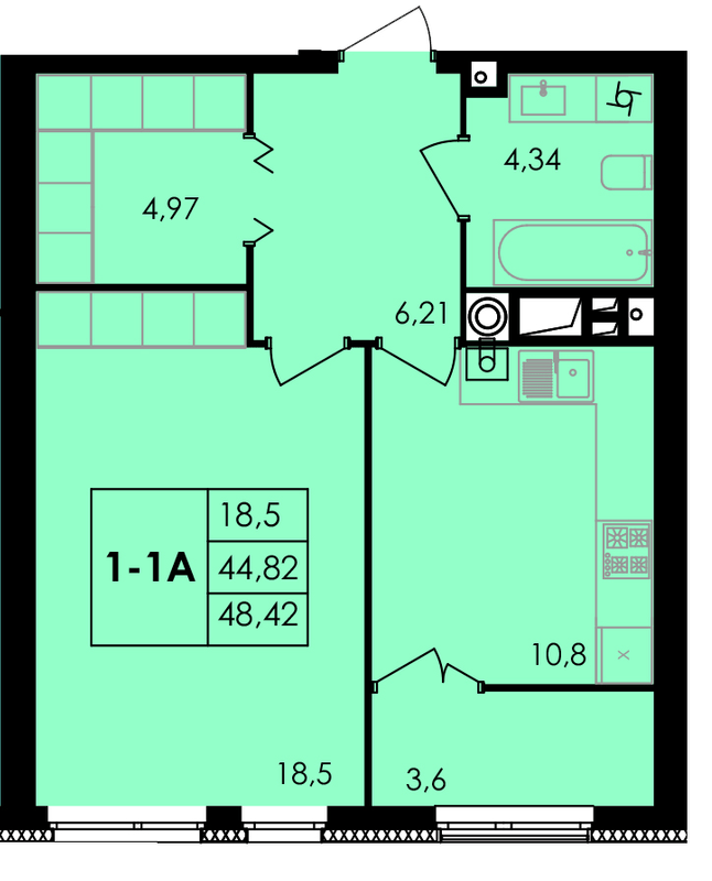 1-комнатная 48.42 м² в ЖК City Park от 22 500 грн/м², Черкассы