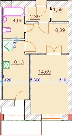 1-комнатная 41.85 м² в ЖК Парк Стоун от 17 050 грн/м², Херсон