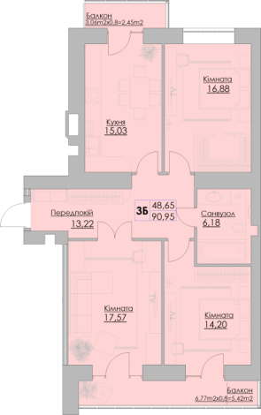 3-кімнатна 90.95 м² в ЖК Греків Ліс від 18 150 грн/м², м. Умань