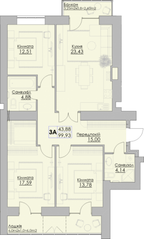 3-кімнатна 99.93 м² в ЖК Греків Ліс від 18 150 грн/м², м. Умань