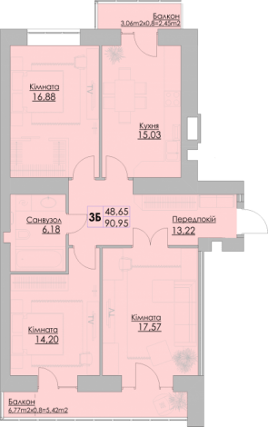 3-кімнатна 90.95 м² в ЖК Греків Ліс від 19 600 грн/м², м. Умань