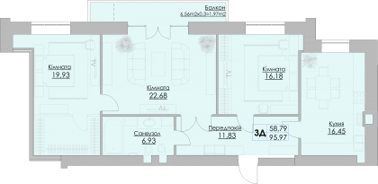 3-кімнатна 95.97 м² в ЖК Греків Ліс від 19 600 грн/м², м. Умань