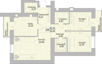 3-кімнатна 94.45 м² в ЖК Греків Ліс від 19 600 грн/м², м. Умань