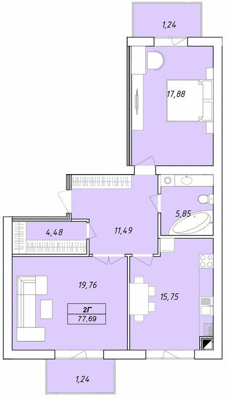 2-кімнатна 77.69 м² в ЖК Єлецький від 27 000 грн/м², Чернігів