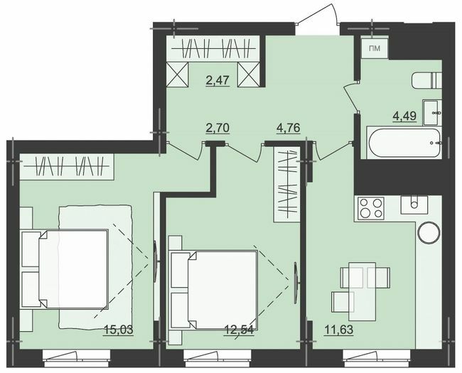 2-комнатная 53.62 м² в ЖК Киевский от 20 950 грн/м², Черновцы